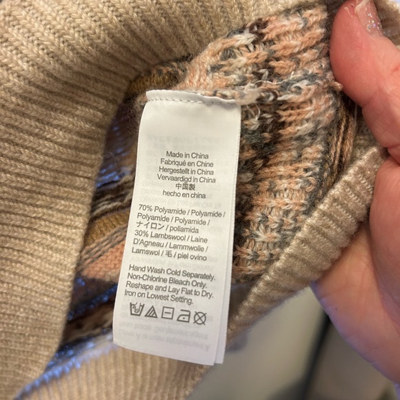 J.Crew Fair Isle cropped crewneck sweater neutral cabincore preppy wool blend - Picture 4 of 4